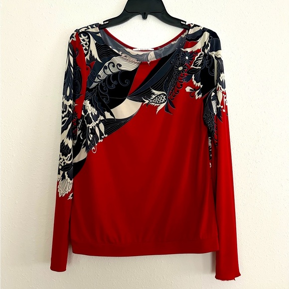 Tahari red top with Japanese style design - Picture 1 of 14